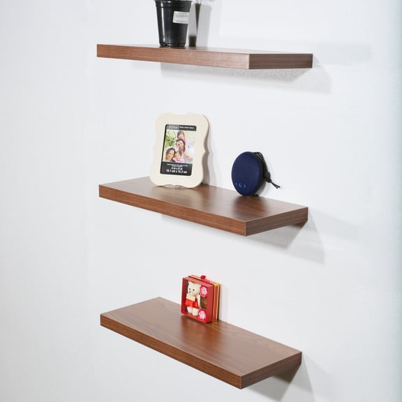 Set of 3 Modern and Contemporary JD Walnut Floating Shelf - 9.25*23.62*1.5 inches
