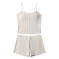 thumbnail image 3 of Vrorvz Women Pjs Set Short Sleeveless Crew Neck Camisole Pajamas 2 PC Casual Soft Sets Loungewear Outfit S-XL, 3 of 5