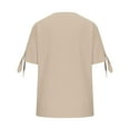 thumbnail image 7 of Ashyfjp Womens Tops Casual Loose-Fit Solid Color Short Sleeve V-Neck Button-Up Tie-Front Comfortable Shirts for Women, Beige, S, 7 of 7