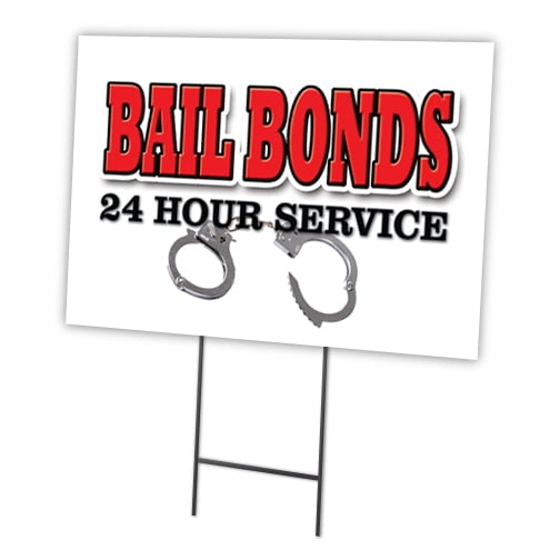 Bail Bonds 24" x 36" Yard Sign & Stake | Advertise Your Business | Stake Included Double Sided Image | Made in The USA