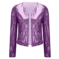 thumbnail image 5 of TTUHYWXI Women's Sequin Jacket Long Sleeve Open Front Blazer Glitter Sparkly Coat Party Casual Cardigan (Purple, M), 5 of 6