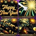 thumbnail image 4 of Golden Theme Happy New Year Banner Firework Design New Year Display Festive Sparkling Decor Festive Backdrop for New Year Party Holiday Celebration Indoor Event, 4 of 9