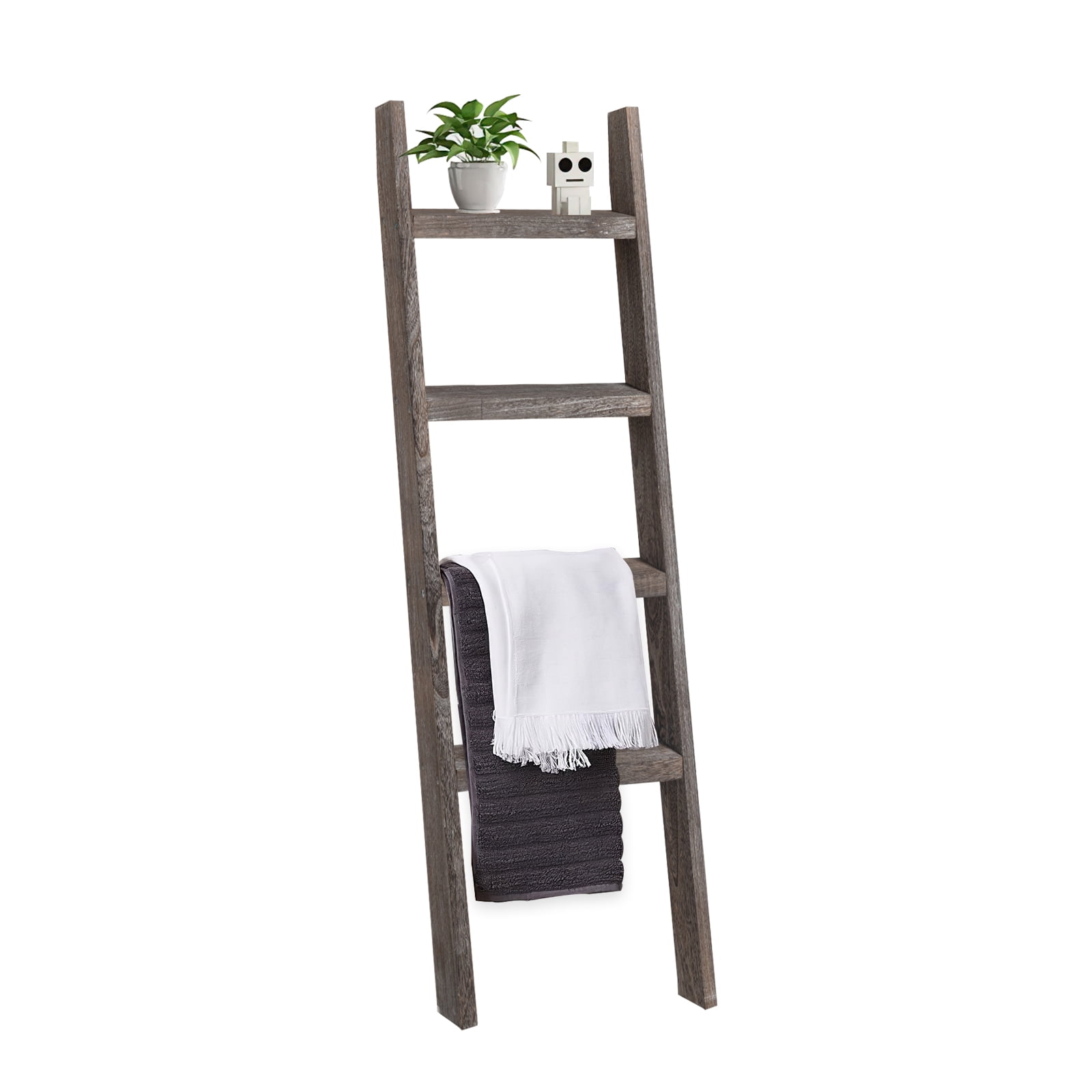 PexFix Rustic Vintage Blanket Ladder 4 Ft Decorative Wood Ladder Shelf