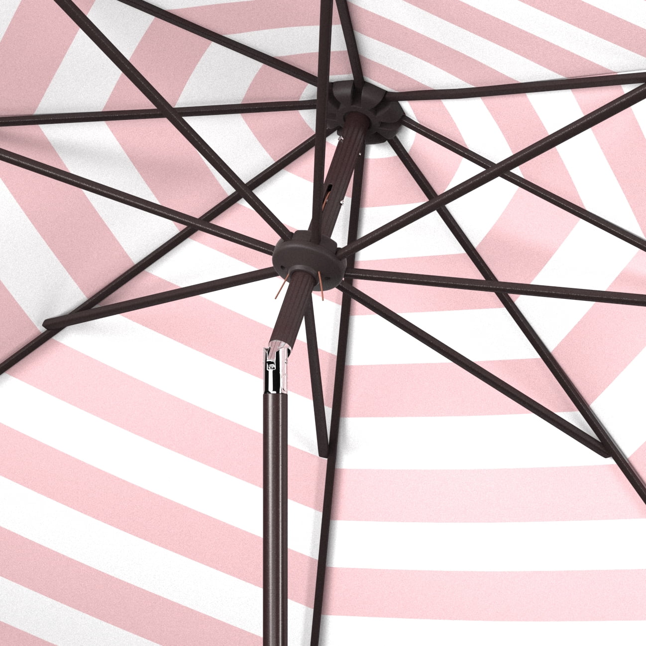 SAFAVIEH Iris 9' Market Auto Tilt Patio Umbrella, Red Stripe
