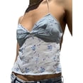 thumbnail image 6 of Women Summer Halterneck Tops Casual Floral Embroidery Bandage Backless Crop Tops Streetwear, 6 of 9