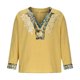 thumbnail image 4 of Seeotter Men's Henley Shirt Long Sleeve African Print Embroidered Gauze Shirts Casual V Neck Cotton Linen Beach Hippie Shirt, 4 of 7