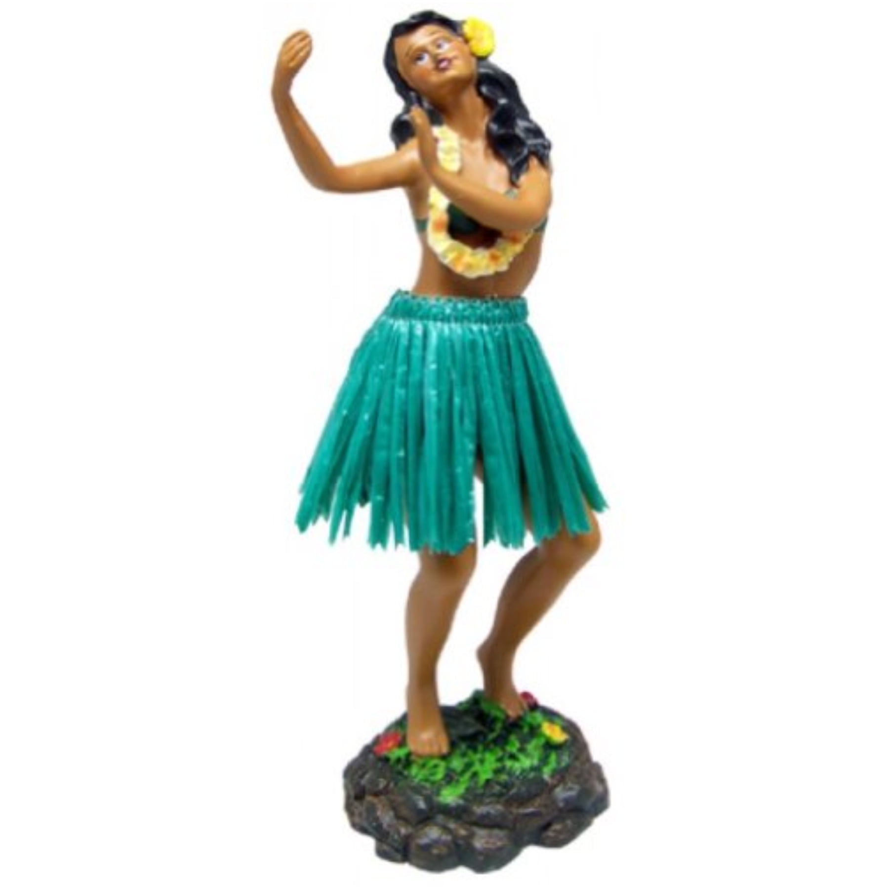 Hawaiian Dashboard Doll Leilani Girl Dancing Green