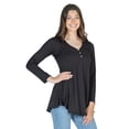 thumbnail image 5 of 24seven Comfort Apparel Womens Flared Long Sleeve Henley Tunic Top, 5 of 9