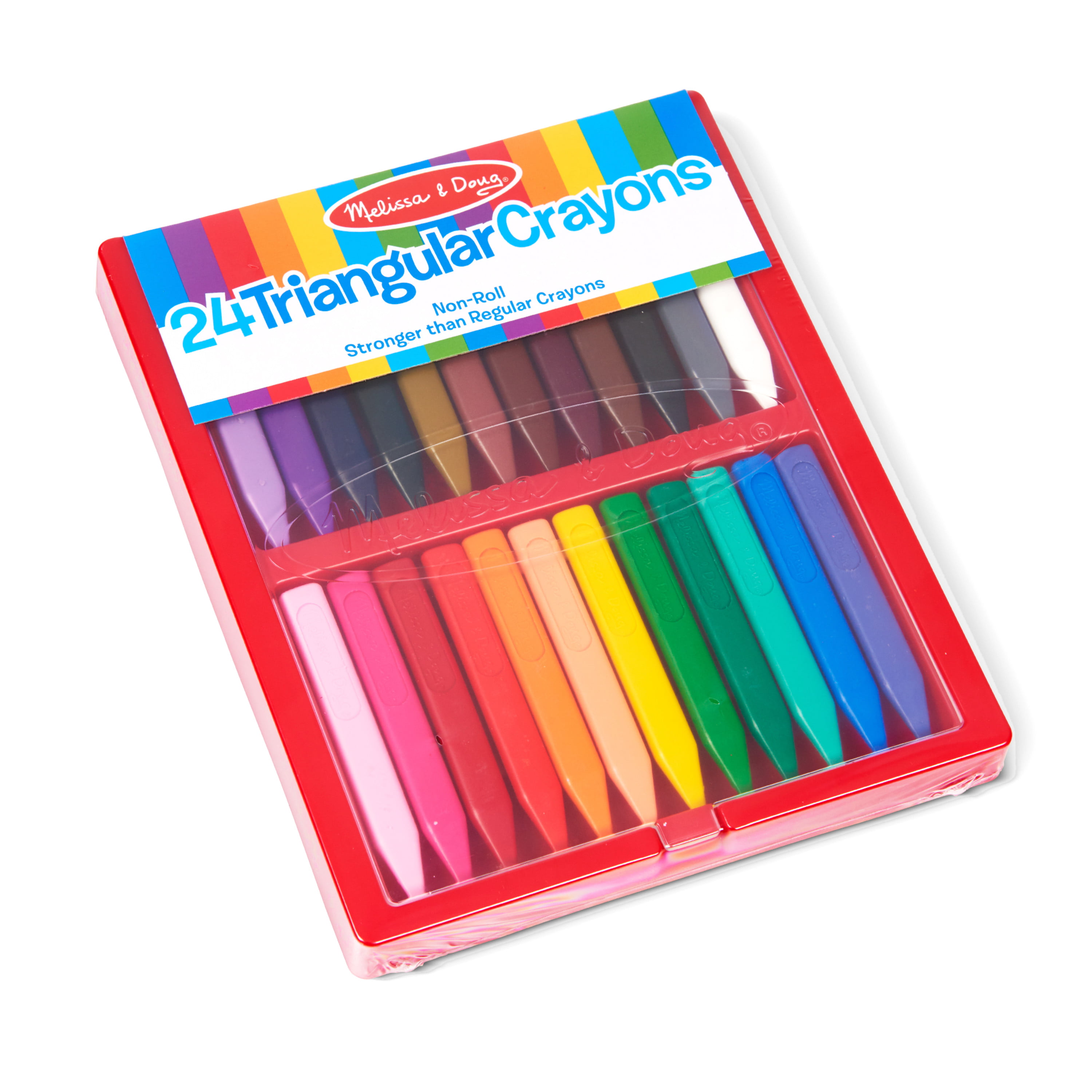 Melissa & Doug Triangular Crayons - 24-Pack in Flip-Top Case, Non
