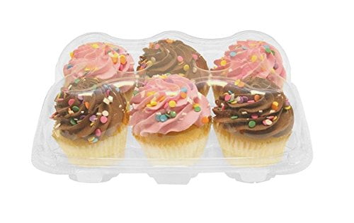 Oasis Supply 12-Compartment Hinged High Dome Clear Cupcake Container 6-Pack