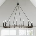 thumbnail image 2 of ACROMA 47In Farmhouse 16-light Large Round Wagon Wheel Candle Chandelier - 47'' D X 140'' H Weathered Walnut Distressed, Satin, Matte Painted, 2 of 5