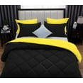 thumbnail image 6 of D.N.G. BEDDINGS 5 Piece Luxury Reversible Diamond Pattern Comforter Set Premium Super Soft, All Season 800 TC, 100% Egyptian Cotton Full/Queen Size Yellow/Black Solid Color, 6 of 7