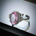 thumbnail image 3 of Pink Oval AAA Cz 925 Silver Wedding Band Women's Engagement Party Ring Size 6-10, 3 of 5