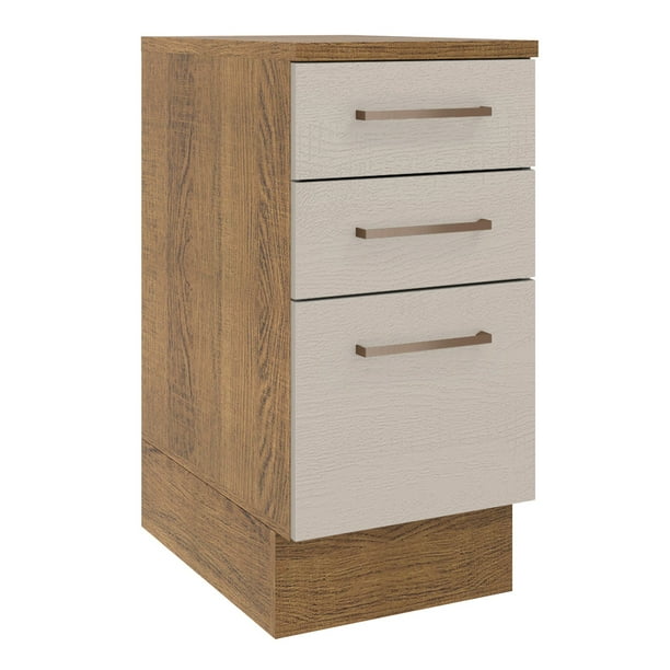 Mueble de Cocina MADESA Agata 40 cm 3 Cajones Marrón/Crema