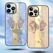 Case for iPhone 16 Pro Max,3D Butterfly Flower Kickstand Bling Glitter Diamond Marble Ring Stand Shockproof Women Girls Rhinestone Phone Case for iPhone 16 Pro Max,6.9 inch 2024 (XDL Purple)