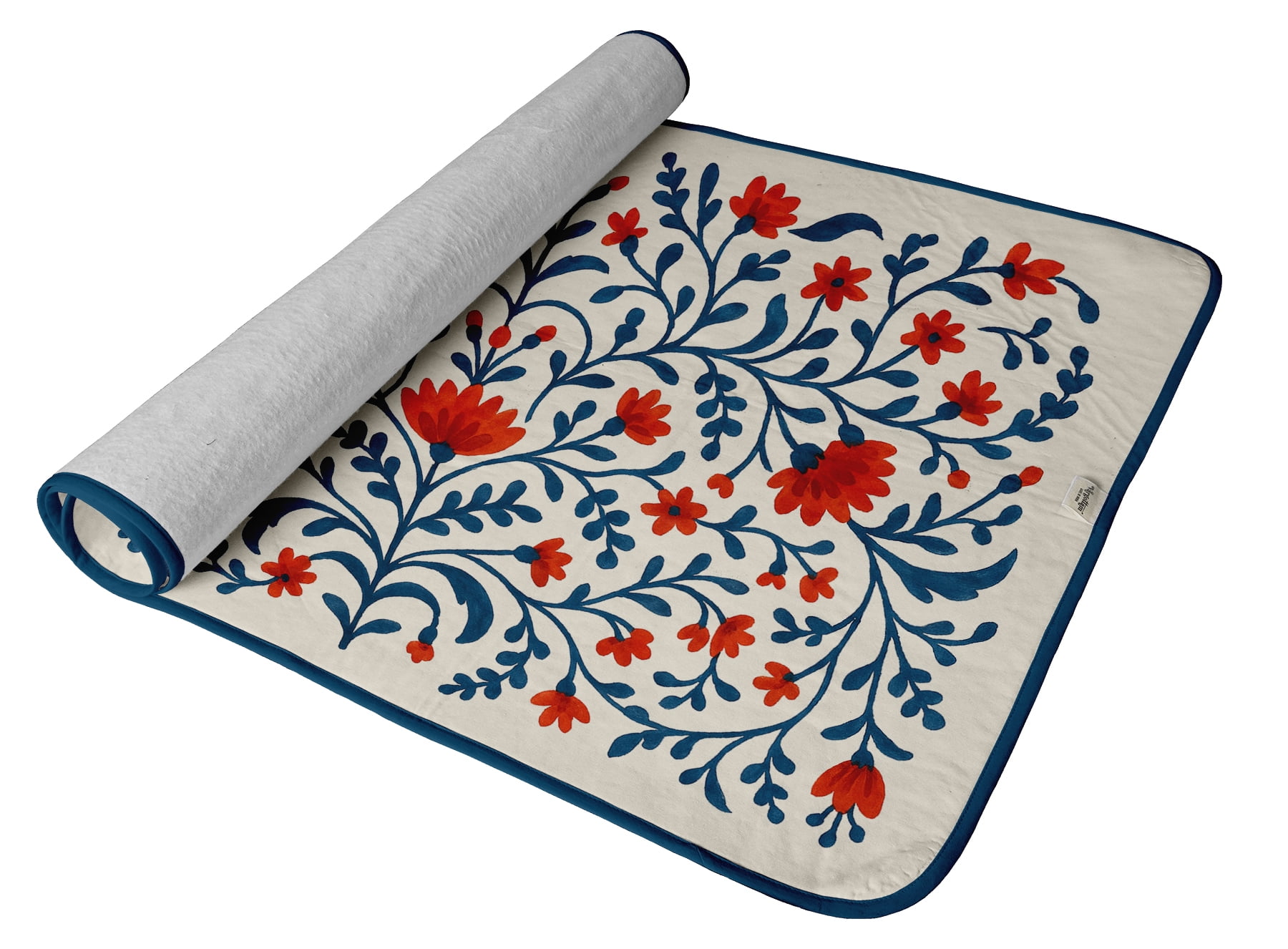 Vargottam Portable Ironing Mat - 28"x48" Foldable Cotton Ironing Pad with Silicone Rest & Magnetic Corners - Travel-Friendly, Space-Saving Iron Board Alternative for Small Homes, Dorms, RVs - Floral