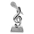 thumbnail image 1 of Trophée de Musique pour Concours de Chant, Microphone Argenté, Décoration de Fête de Karaoké, Trophée de Réussite Musicale pour Vocalistes, 1 of 9