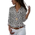 thumbnail image 1 of Qarigey Blusa de manga larga con solapa para mujer, blusa con patrón de solapa, estilo suelto, larga, para mujer Prendas para la parte del cuerpo leopardo blanco 4XL, 1 of 6