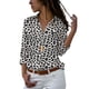 thumbnail image 1 of Guardurnaity Blusa de manga larga con solapa para mujer, blusa con estampado de niñas, blusa larga suelta con solapa para mujer Prendas para la parte del cuerpo leopardo blanco 4XL, 1 of 6