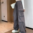 thumbnail image 2 of BUYISI Women S Hip Hop Overalls For Street Fashion High Waist Solid Color Trousers Brown M, 2 of 9