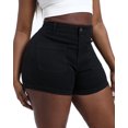 thumbnail image 4 of Gocolloa Women Plus Size Jean Shorts Stretchy 3.5" Sexy Trendy Patch Pocket High Waisted Denim Shorts Black 14W, 4 of 6