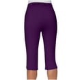 thumbnail image 6 of AKGEAMN Summer Beach Shorts for Women Elastic Waist Knee Length Drawstring Workout Shorts with Pockets, Purple S-XXL, 6 of 7