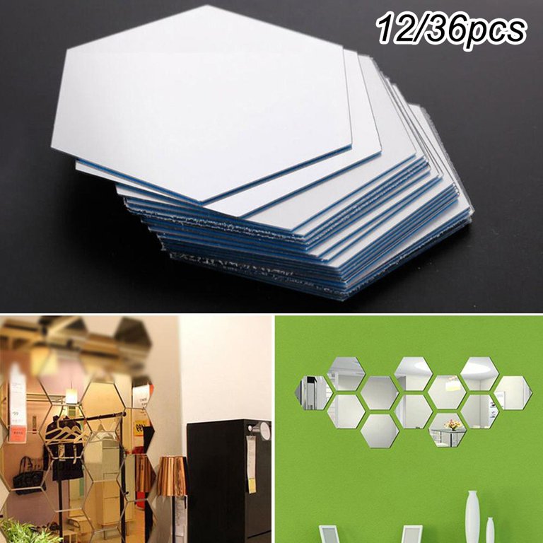 Self Adhesive Mirror Tiles DIY Wall Stickers Stick on Home Living