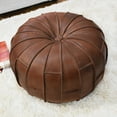 thumbnail image 2 of BBH Homes Handmade Brown Leather Pouf Ottoman Round Shape BBBACPF0027, 2 of 9