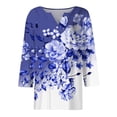 thumbnail image 4 of Women's Casual Short Sleeve Shirts 3/4 Sleeve Y2K Fashion Gradient Print Tee Summer Loose Top, 4 of 5