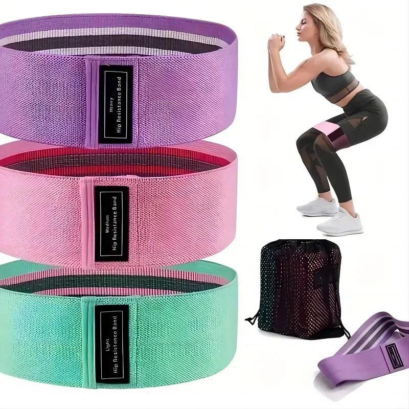 Fabric Resistance Bands, Elastic Glute Hip Thigh Workout Loop Bands for Squat, Yoga and Gym