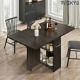 thumbnail image 4 of Tuekys Folding Dining Table Drop Leaf Kitchen Table with 2 Storage Racks-Perfect for Small Spaces Multifunction Space Saving Table Extension Dinner Table Kitchen Office Desk Black(with Handle), 4 of 9