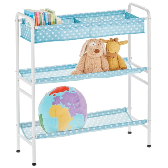 mDesign 3-Tier Kids Toy Box Storage Organizer Cart - Turquoise/White
