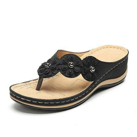 

Women s Flip Flops Outdoor Slippers Comfortable Flower Clip Toe Summer Beach Sandals For Men And Women Daily Wear Beach Party Black 43