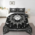 thumbnail image 2 of Bohemian Comforter Set Sun and Moon Quilt,Black and White King Bedding Set,Exotic Mandala Floral Duvet Insert,Boho Bedroom Decor, 2 of 5