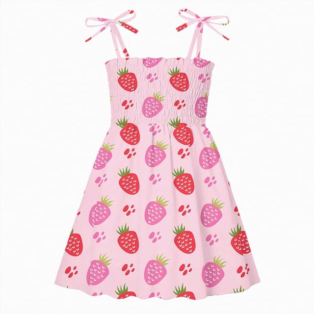 Gubotare Robe d'Été pour Filles Robes pour Filles Robe pour Tout-Petites Décontractée de Fête à Imprimé Robe Trapèze Robe d'Été 4T 5T (Rose, 4-5 Ans)