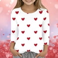 thumbnail image 2 of EnJoCho Valentines Day Tops for Girls Novelty Heart Graphic T Shirts 3/4 Sleeve Spring Tee Crew Neck Cute Blouses Youth Wear Clothing Apparel, 2 of 5