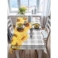 thumbnail image 3 of Yellow Sunflowers Rectangle Tablecloth, Summer Floral Elegant Pastoral Checkered Waterproof & StainResistant Tablecloth, Washable Oil-proof Table Cover for Dining/Party/Wedding/Buffet 52x70 In, 3 of 9