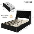 thumbnail image 3 of Huisuilinss Full Size Bed Frame With Charging Station,Upholstered Queen Bed Frame With 4 Storage Drawers And Wingback Storage Headboard,Diamond Stitched Button Tufted Design,No Box Spring Needed, 3 of 9