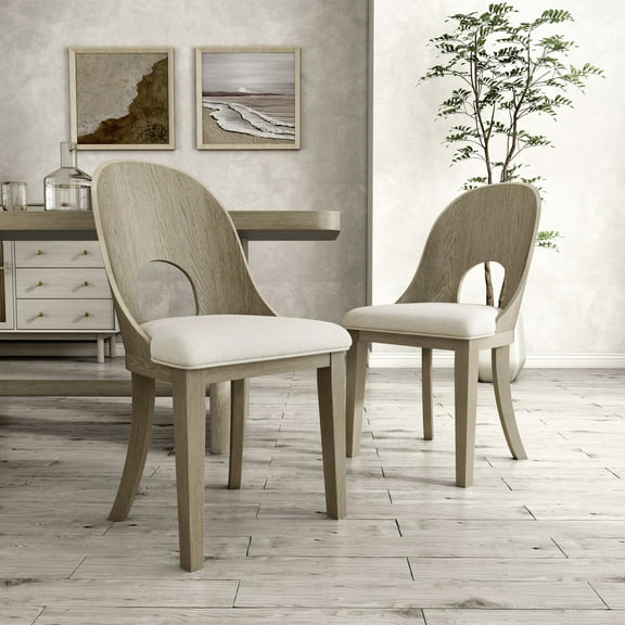 Furniture of America Cheri Bentwood Solid Wood Side Chairs, Set of 2, White Oak