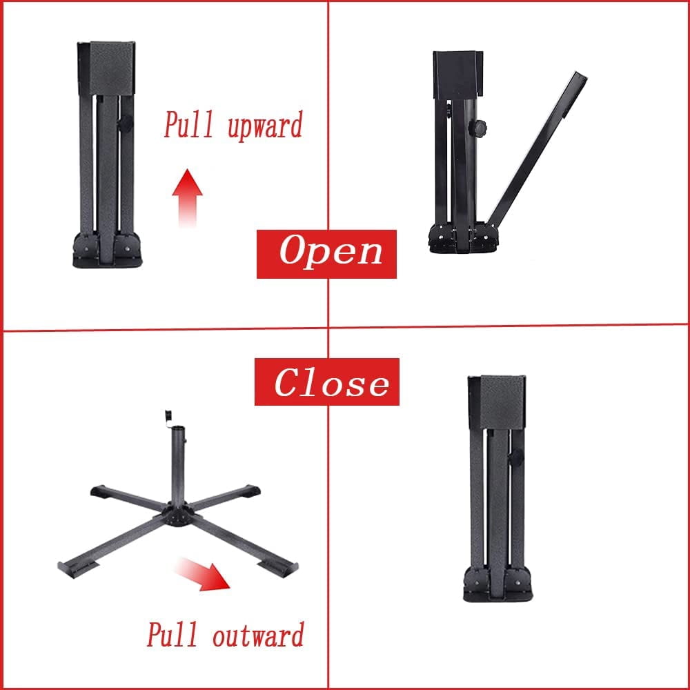 Patio Umbrella Base Holder, Foldable Sun Shade Anchor, Portable Beach Umbrella Stand, Adjustable Heavy Duty Iron Base, Outdoor Parasol Support
