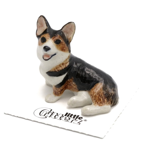 Little Critterz Cardigan Corgi “Taffy” Miniature Porcelain Figurine, Hand-Painted Collectible Dog Animal Statue, Pet Home Décor Display Piece, Gift for Corgi Lovers and Collectors