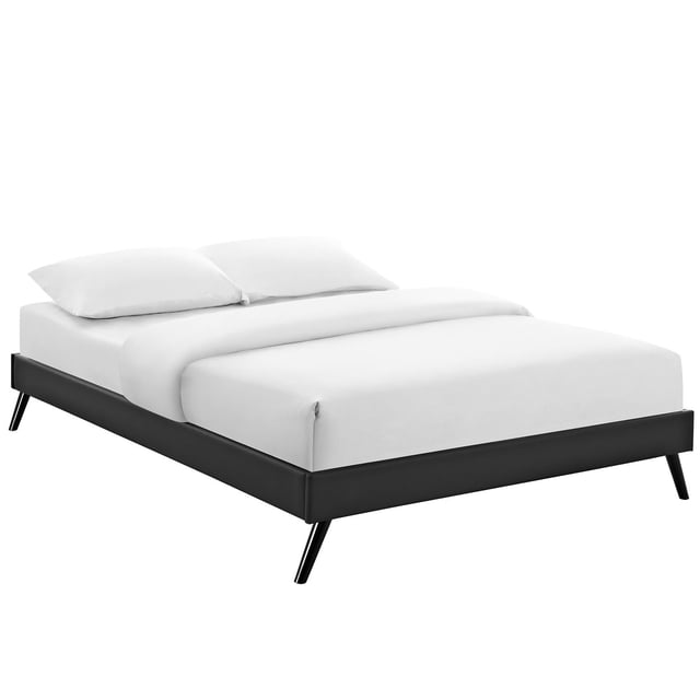 Pemberly Row Lit Plateforme Grand Format Rembourré en Similicuir, Noir