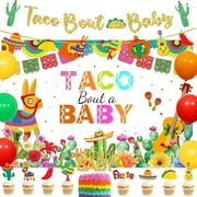 Mexican Fiesta Baby Shower Party Decoration Taco Bout a Baby Backdrop Neutral Cactus Fiesta Themed Baby Shower Banner Cake Toppers for Cinco De Mayo Baby Shower Party Supplies