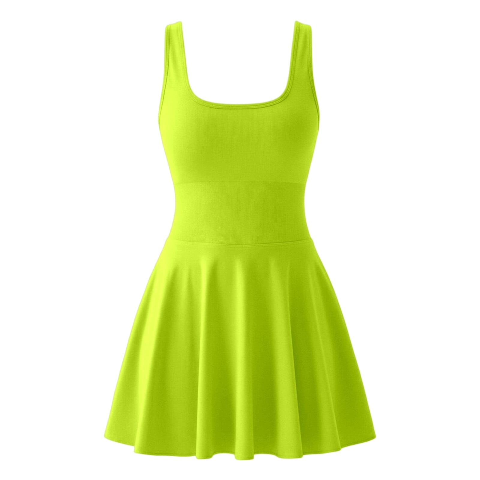 QHFBli Womens Mini Tennis Dresses Skort Summer Sleeveless One Piece Workout Romper Dress with Shorts Athletic 2026 Outfit