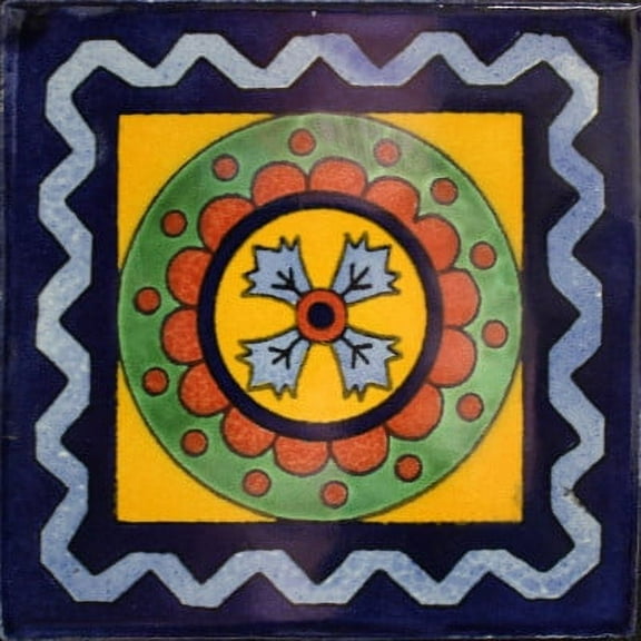 4.2x4.2 Catania Talavera Mexican Tile, Set of 9 pcs