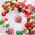 thumbnail image 1 of Kit de arco de guirnalda de globos de Navidad JAMW con globos de confeti de oro verde rojo y globos Mylar de caramelo paquete de 101, 1 of 5