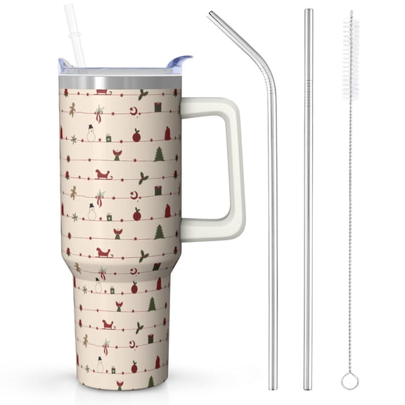 Christmas Gifts Tumbler 40oz - Stainless Steel Vacuum Insulated w/Straw, Leakproof Travel Cup Gift Set
