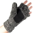thumbnail image 2 of BambooMN Wool Acrylic Knitted Winter Convertible Half Fingerless Glove Mittens Combo - Black and White - 1 Pair, 2 of 7