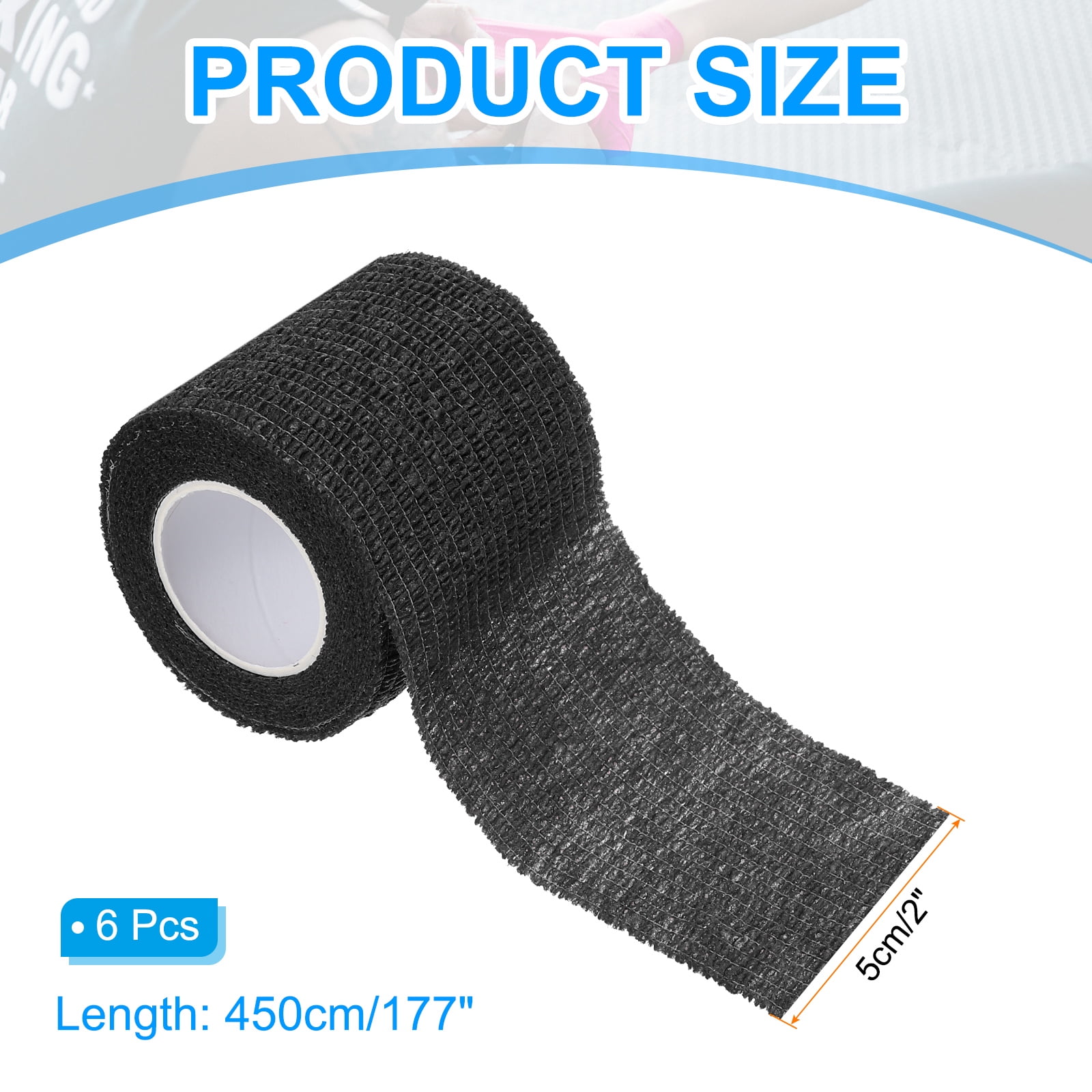 Uxcell Self Adhesive Bandage Wrap, Elastic Self Breathable Self Adherent Wrap Tape for Stretch Athletic Use Black