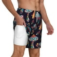 thumbnail image 2 of Kdxio Mushroom Doodle Print Men'S Swim Trunks With Compression Liner 7 Inch Inseam Quick Dry Swim Shorts, 2 of 7